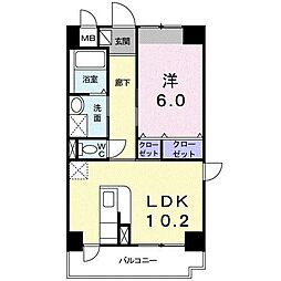 クレッシェンド 1LDKの間取図画像