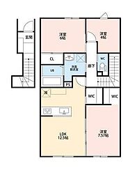 新築(仮称)杵原新築アパート 3LDKの間取図画像