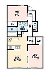 新築(仮称)杵原新築アパート 2LDKの間取図画像