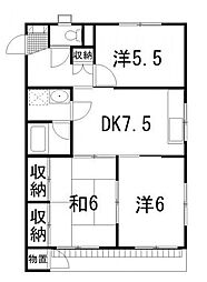 コーポイトウ 3DKの間取図画像