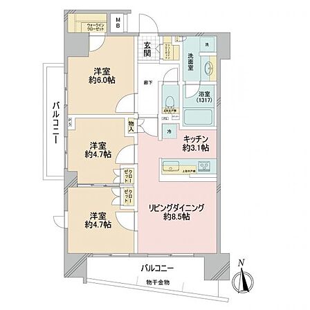 3LDK 間取り