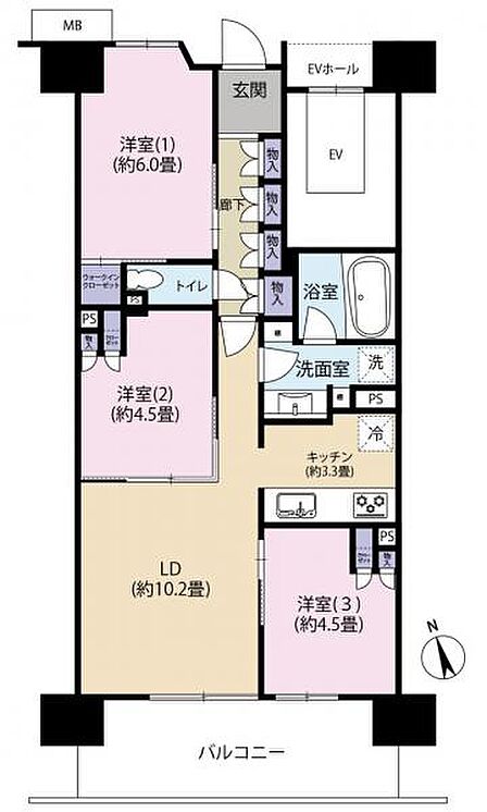 3LDK 間取り