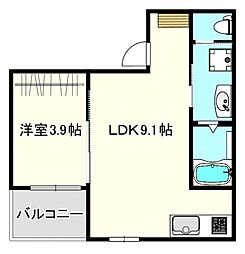広島電鉄宮島線 草津南駅 徒歩6分の賃貸アパート 2階1LDKの間取り