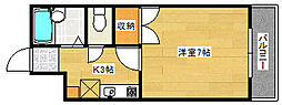 JR山陽本線 向洋駅 徒歩7分の賃貸マンション 2階1Kの間取り