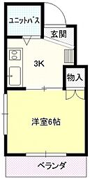 広島電鉄1系統 鷹野橋駅 徒歩8分の賃貸マンション 2階1Kの間取り