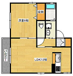 広島電鉄宮島線 古江駅 徒歩7分の賃貸アパート 1階1LDKの間取り