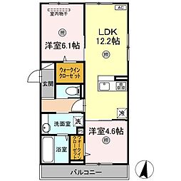 広島高速交通アストラムライン 西原駅 徒歩14分の賃貸アパート 3階2LDKの間取り