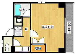 広島電鉄1系統 鷹野橋駅 徒歩9分の賃貸マンション 5階1Kの間取り