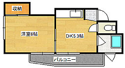 広島電鉄1系統 県病院前駅 徒歩7分の賃貸マンション 3階1DKの間取り