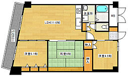 広島電鉄2系統 土橋駅 徒歩5分の賃貸マンション 5階3LDKの間取り