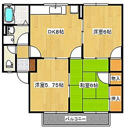 広島高速交通アストラムライン 中筋駅 徒歩9分の賃貸アパート 1階3DKの間取り