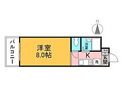 広島電鉄1系統 鷹野橋駅 徒歩5分の賃貸マンション 3階1Kの間取り