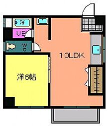 JR可部線 横川駅 徒歩9分の賃貸マンション 3階1LDKの間取り