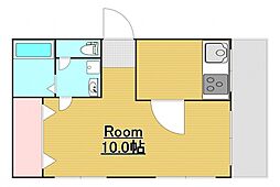 JR山陽本線 横川駅 徒歩9分の賃貸マンション 2階1Kの間取り