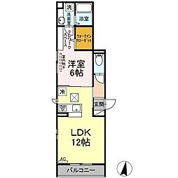 広島電鉄5系統 南区役所前駅 徒歩22分の賃貸アパート 1階1LDKの間取り