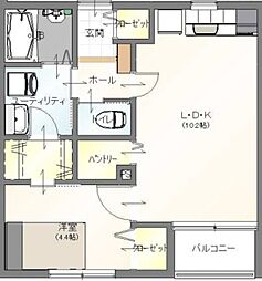 JR可部線 上八木駅 徒歩8分の賃貸アパート 3階1LDKの間取り