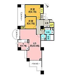 広島高速交通アストラムライン 大塚駅 徒歩17分の賃貸マンション 6階2SLDKの間取り