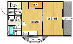 広島電鉄5系統 比治山下駅 徒歩5分の賃貸マンション 4階1DKの間取り