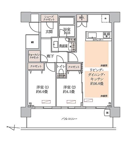 2LDK 間取り
