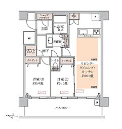 パークタワー梅田 2LDKの間取図画像