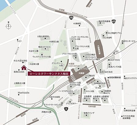 周辺地図。都心近接につき、非常に利便性の高い立地となっております。