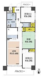 コスモ吉田近衛通 3LDKの間取図画像