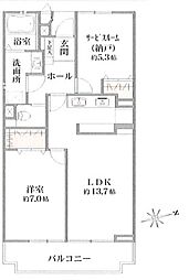 パルシティ徳丸1号棟 1SLDKの間取図画像