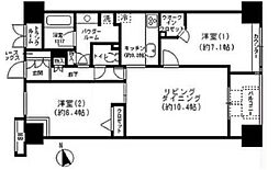東新宿レジデンシャルタワー 2LDKの間取図画像