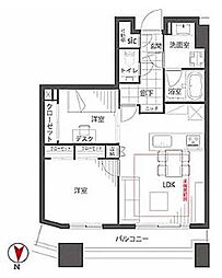 コンシェリア西新宿タワーズウエスト 2LDKの間取図画像