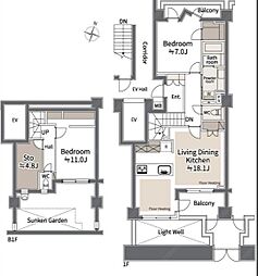クレッセント新宿柏木 3LDKの間取図画像