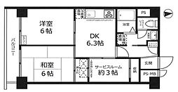 パレドール池袋 2DKの間取図画像