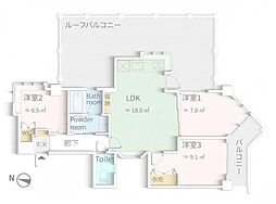 キャニオンマンション蓮根城北公園 3LDKの間取図画像