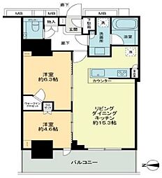 ルミナリータワー池袋 2LDKの間取図画像