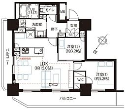 グローリオタワー巣鴨 2LDKの間取図画像