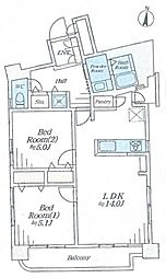 アルファマンションひかわ 2LDKの間取図画像
