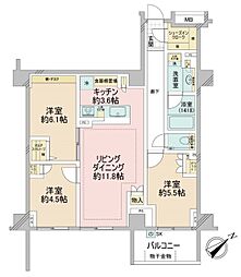 ブランズ文京小石川レジデンス 3LDKの間取図画像