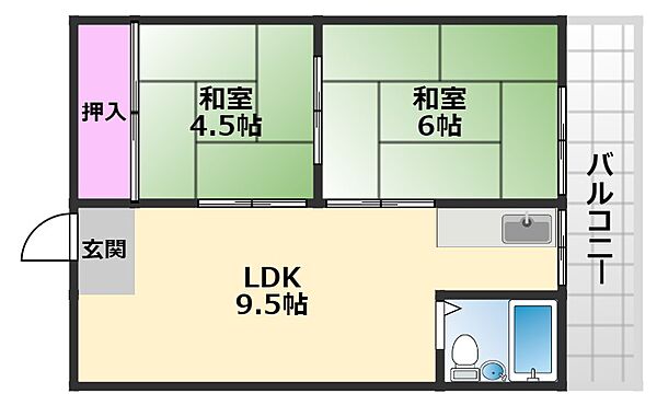 シャトー岩崎 402｜大阪府堺市堺区北半町西(賃貸マンション2LDK・4階・40.00㎡)の写真 その2