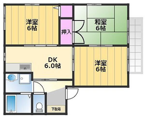 グランメール浜寺 B102｜大阪府堺市西区浜寺船尾町東4丁(賃貸アパート3DK・1階・52.00㎡)の写真 その2