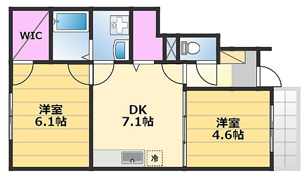 パラシェンプレ 102｜大阪府堺市西区鳳北町7丁(賃貸アパート2DK・1階・42.46㎡)の写真 その2