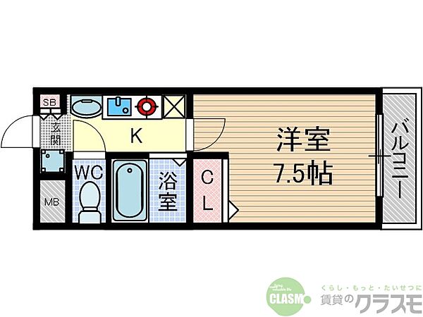 大阪府茨木市大手町(賃貸マンション1K・2階・22.20㎡)の写真 その2