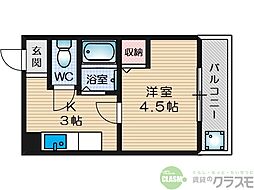 阪急京都本線 南茨木駅 徒歩6分の賃貸マンション 1階1Kの間取り