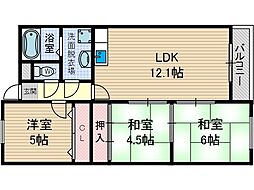 プランドール・耳原 3LDKの間取図画像