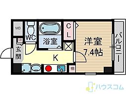 クオーレ茨木元町 1Kの間取図画像