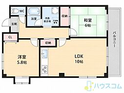 アメニティブワ 2LDKの間取図画像