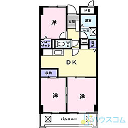 エストソレイユ 3DKの間取図画像