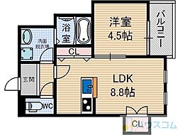 ソルヴィヴェール五十鈴 1LDKの間取図画像