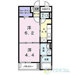 ライルツー 1DKの間取図画像