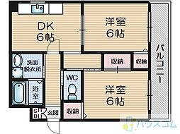 735柳ビル 2DKの間取図画像
