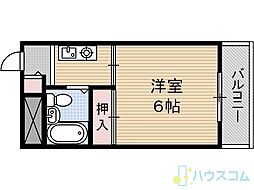 本丸ハイツ 1Kの間取図画像