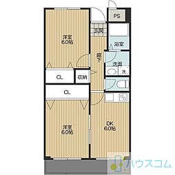 千里ロイヤルハイツ 2DKの間取図画像